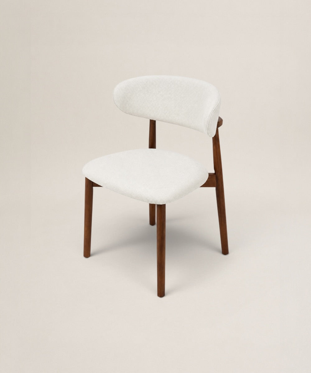 Silla Curva | Silla Nórdica de Madera con Asiento y Respaldo Tapizado