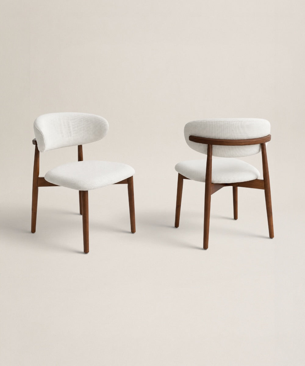 Silla Curva | Silla Nórdica de Madera con Asiento y Respaldo Tapizado