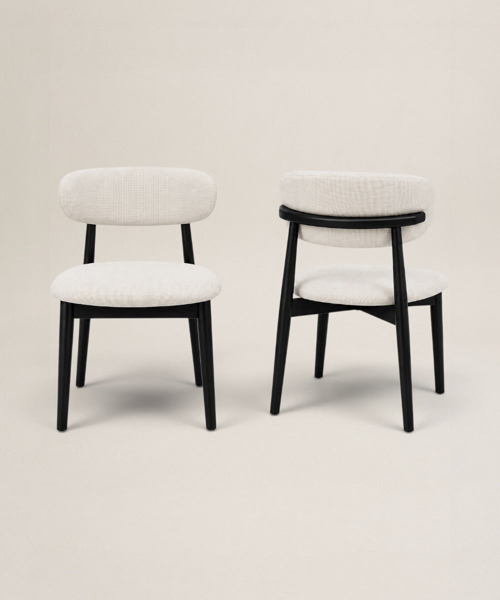 Silla Curva | Silla Nórdica de Madera con Asiento y Respaldo Tapizado