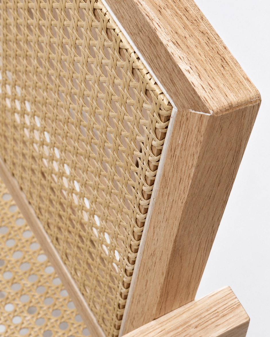 Silla de Madera y Ratán | Silla con Brazos de Diseño Natural