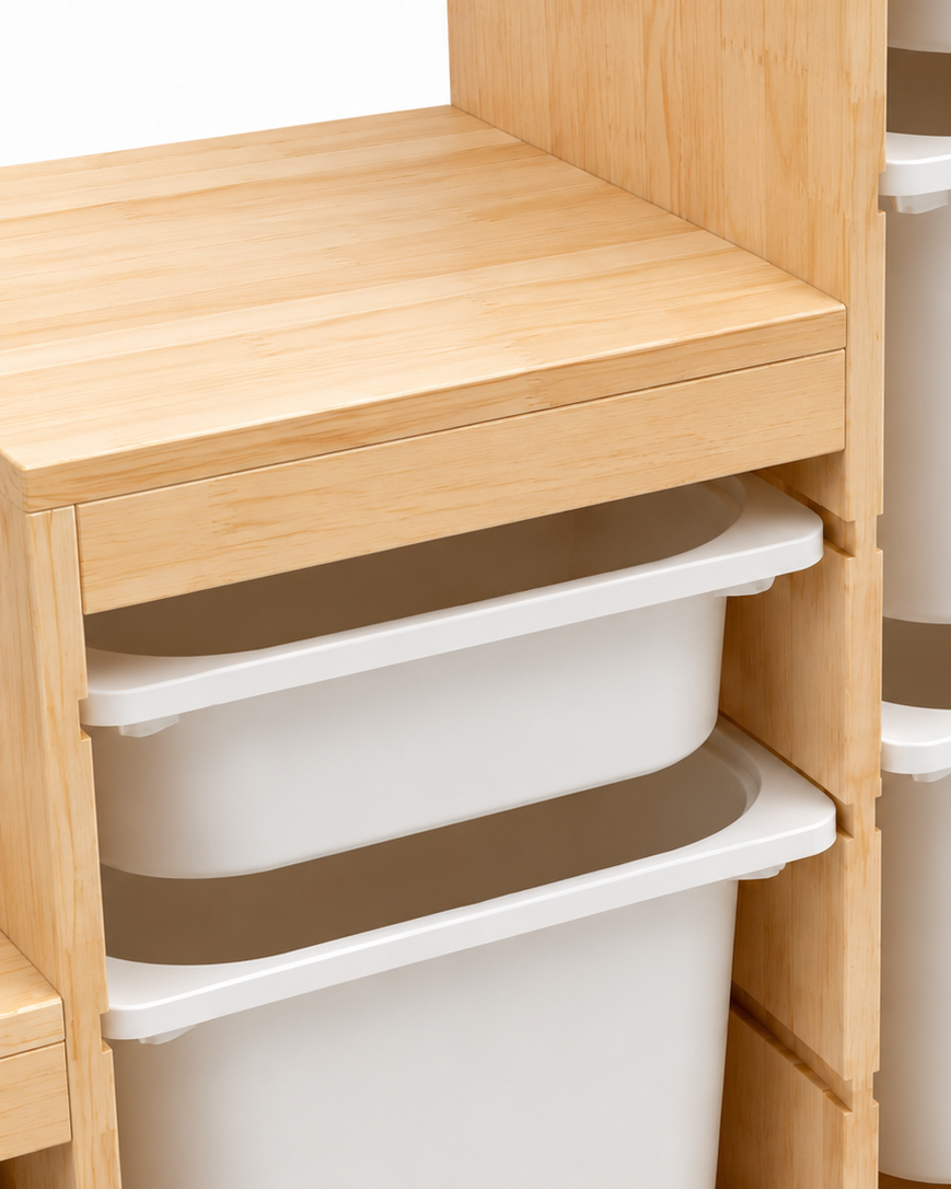 Organizador Escalonado | Mueble Organizador de Madera de Pino con Gavetas