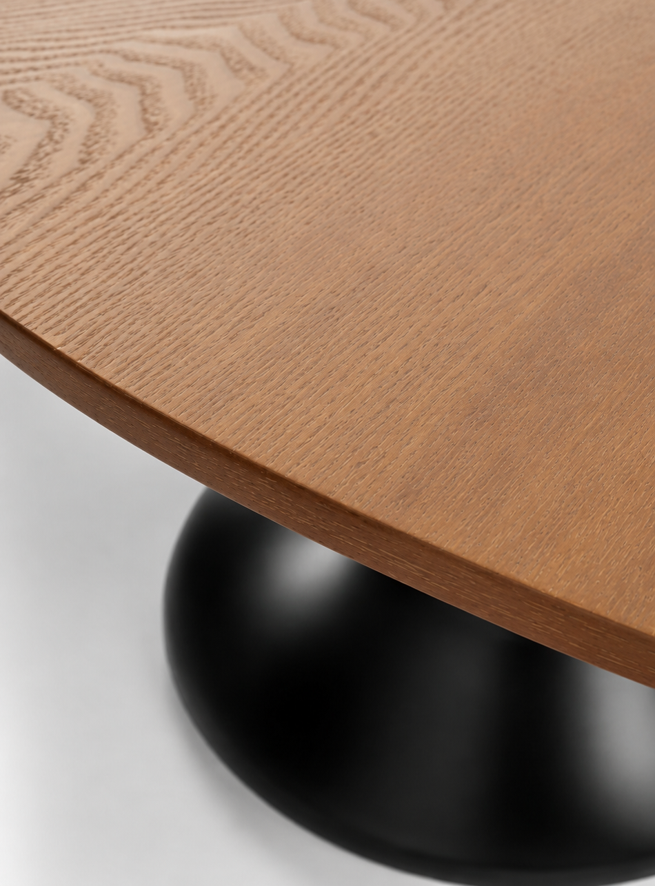Mesa de Comedor Sora | Mesa Redonda de Madera Sólida con Base Metálica