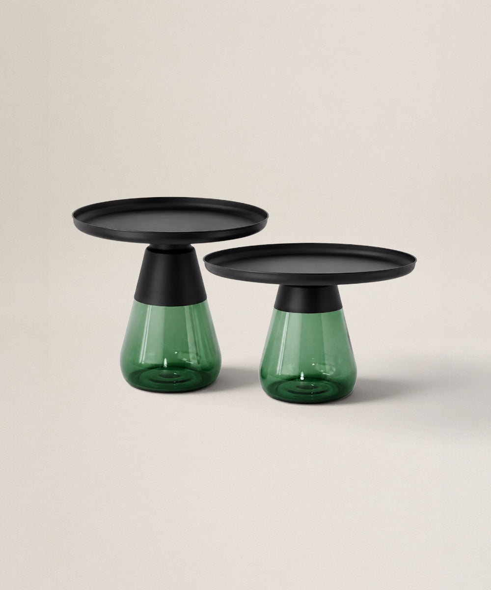Mesa Auxiliar Glass | Mesa de Vidrio y Metal con Top Redondo