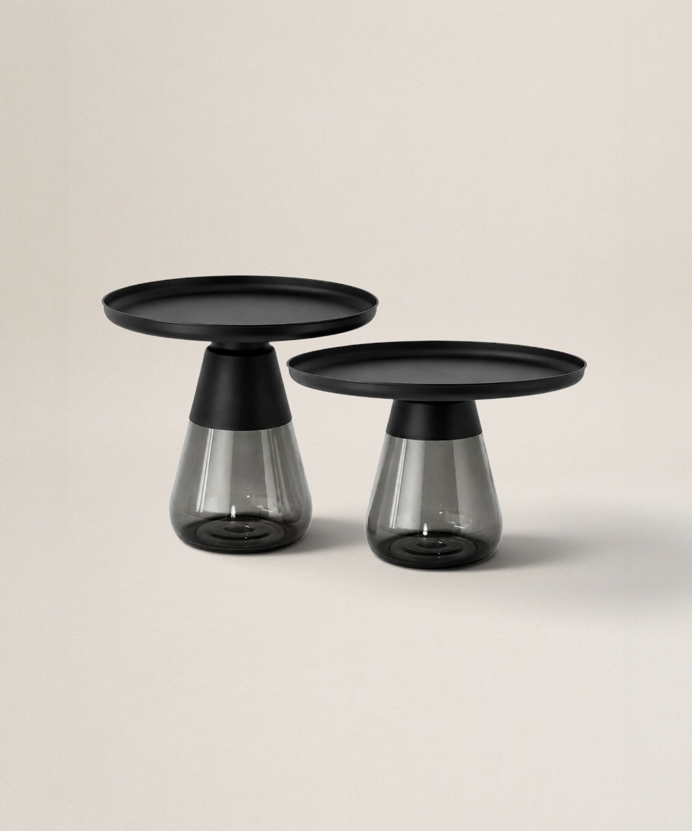 Mesa Auxiliar Glass | Mesa de Vidrio y Metal con Top Redondo