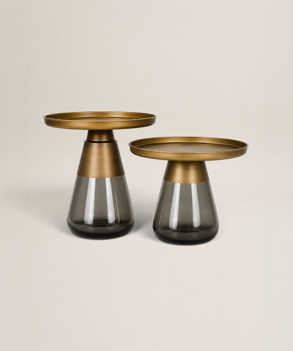 Mesa Auxiliar Glass | Mesa de Vidrio y Metal con Top Redondo